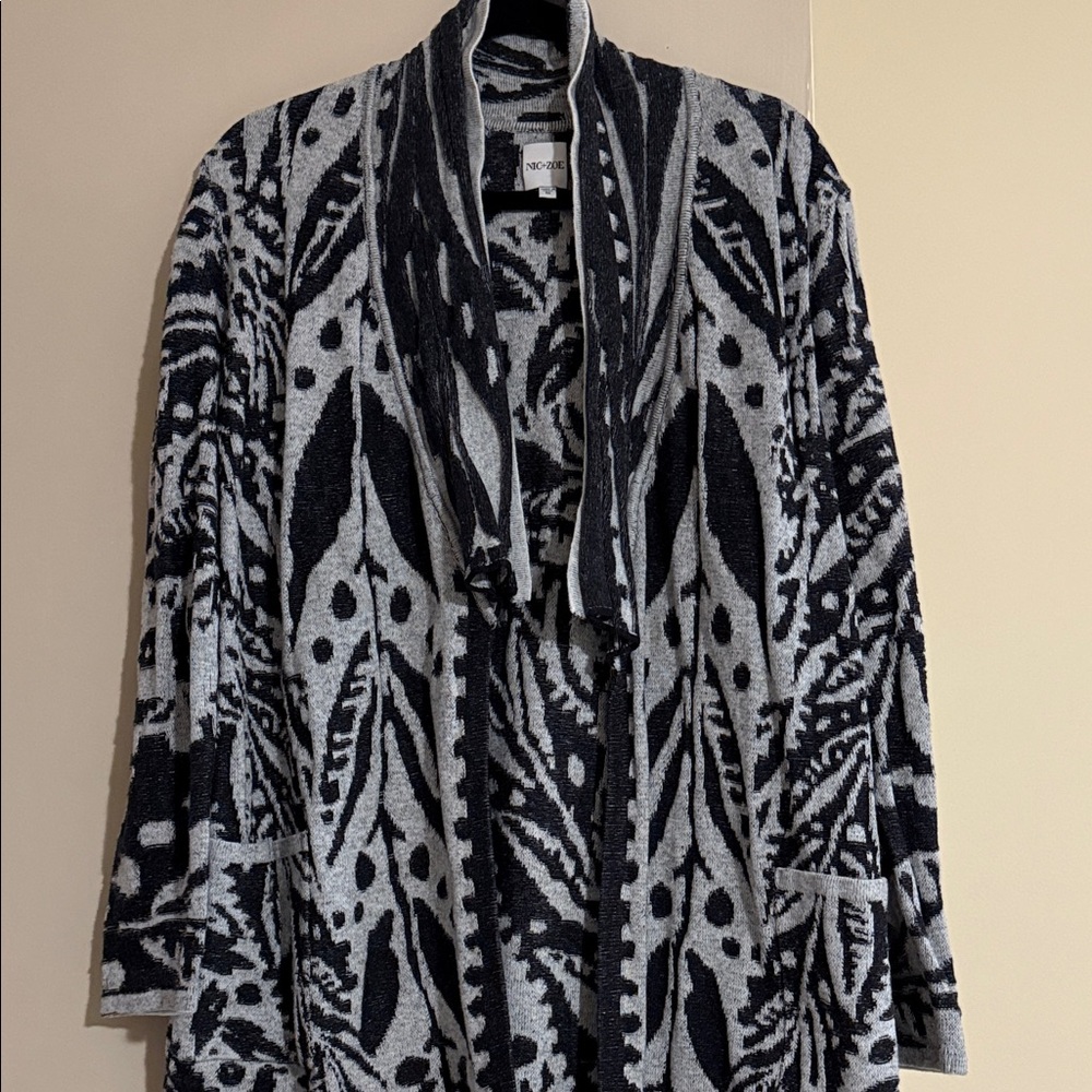 NIC+ZOE Black and Gray Patterned Cardigan